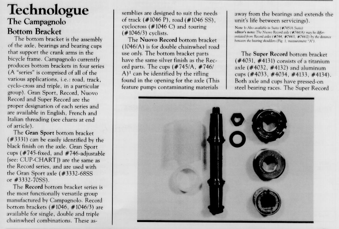 Campagnolo bottom bracket